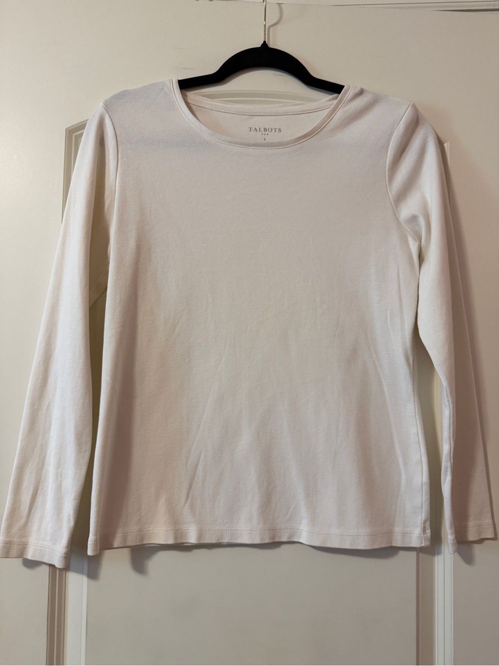 Talbots Women's Long-Sleeve Crewneck Tee in White S